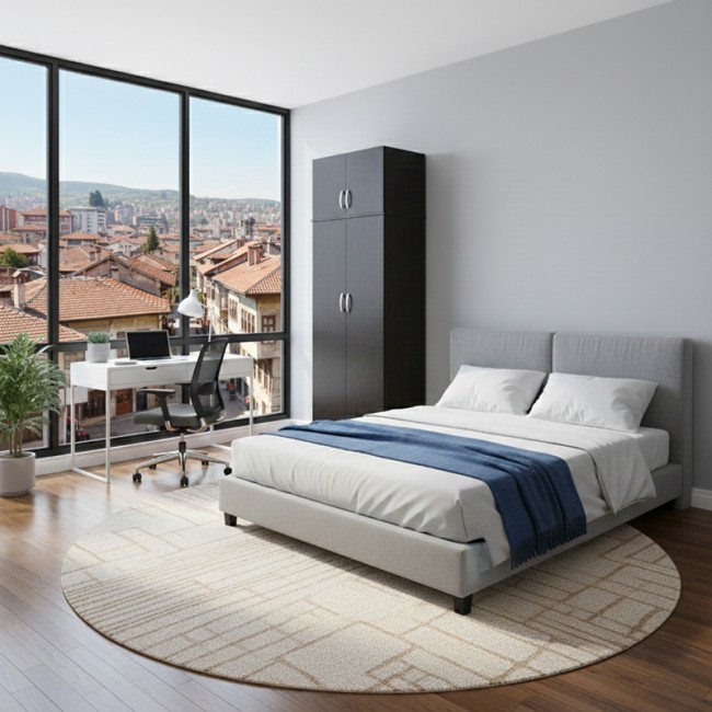 Ντουλάπα δίφυλλη "ATHOS" με πατάρι σε χρώμα wenge 80x42x240