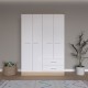 Ντουλάπα τετράφυλλη "HARMONY" σε χρώμα oak-λευκό 137x52x198