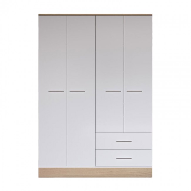 Ντουλάπα τετράφυλλη "HARMONY" σε χρώμα oak-λευκό 137x52x198