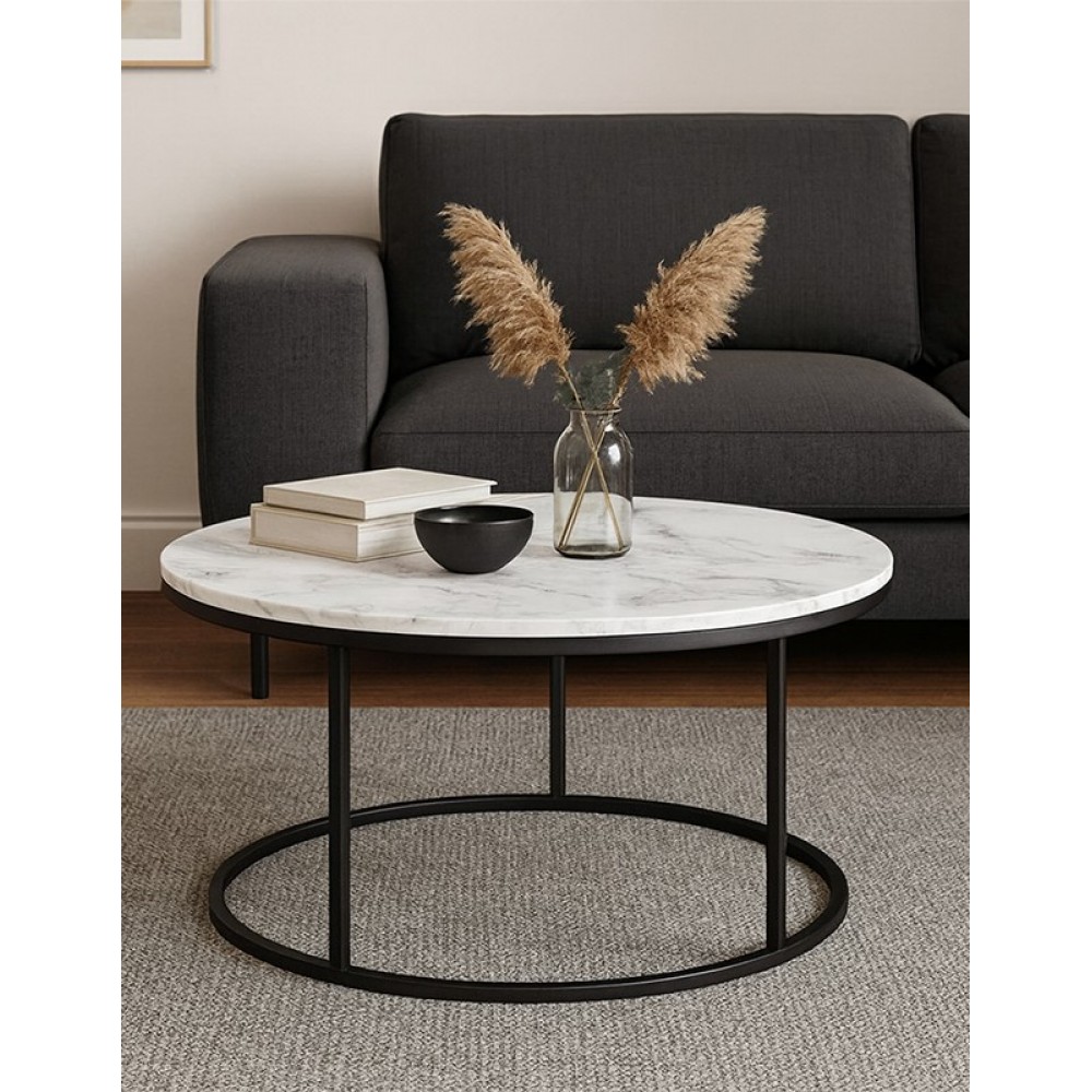 Τραπέζι σαλονιού "SIKELE" σε χρώμα λευκό Φ60x40