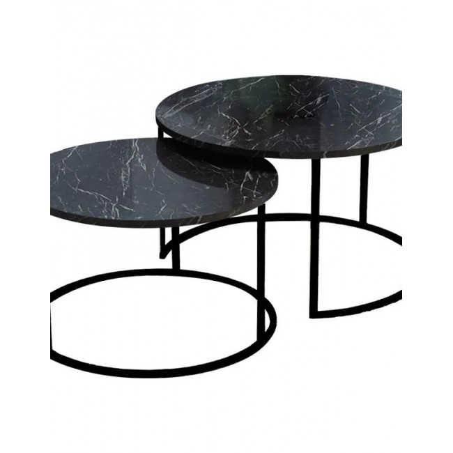 Σετ Τραπέζια σαλονιού "SOLME" 2τμχ σε χρώμα μαύρο Φ75Χ45