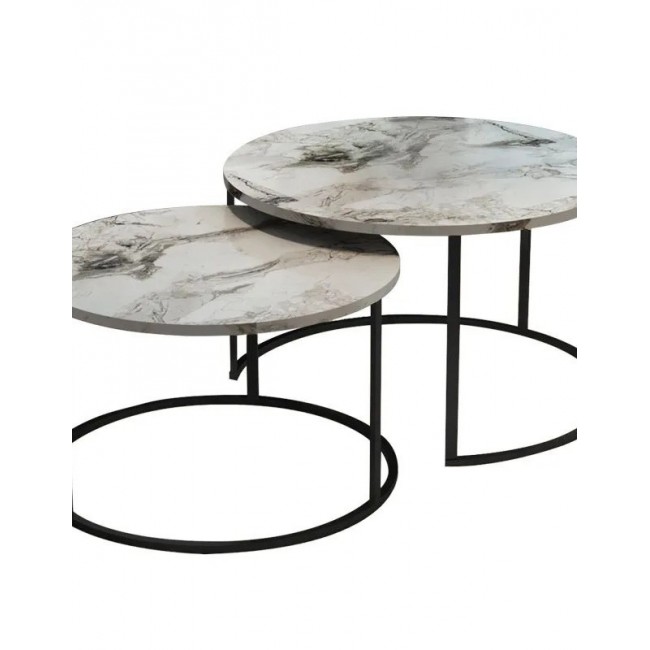 Σετ Τραπέζια σαλονιού "SOLME" 2τμχ σε χρώμα λευκό Φ75Χ45