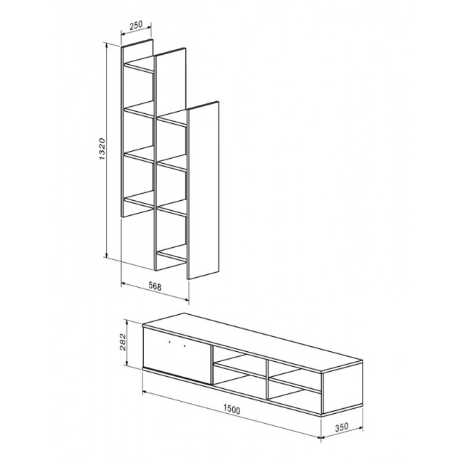 Σύνθετο σαλονιού "SARONA" σε χρώμα oak 150x35x160
