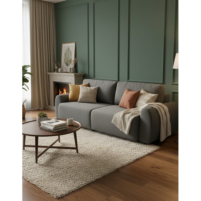 Kαναπές-κρεβάτι "HUNGIE" τριθέσιος από υφασμα σε χρώμα γκρι 250x92x89