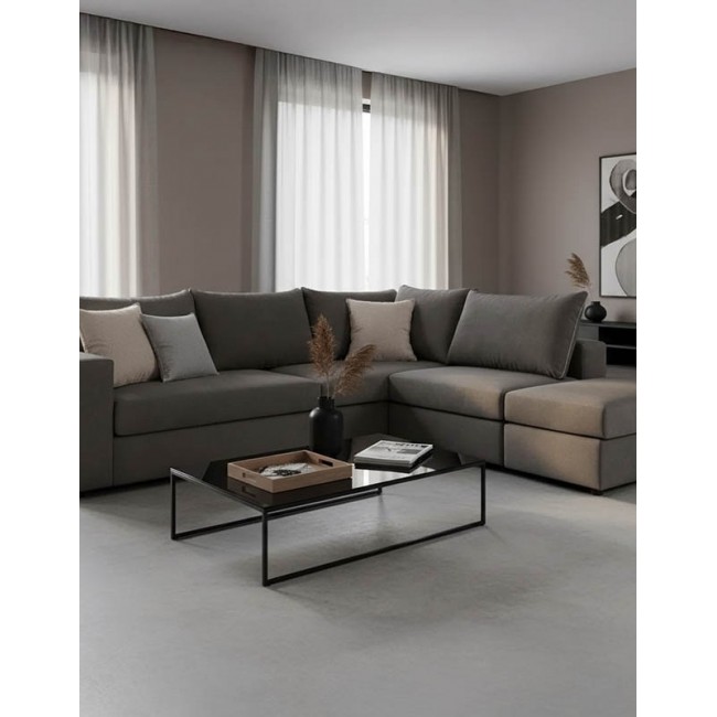 Πολυμορφικός-αναστρέψιμος καναπές "LONDON" από ύφασμα σε χρώμα ποντικί 296x246x95