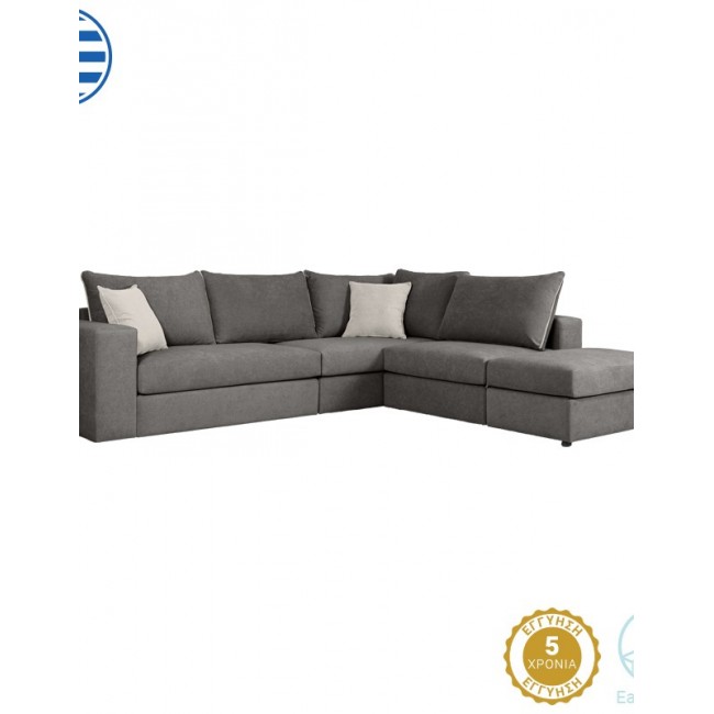 Πολυμορφικός-αναστρέψιμος καναπές "LONDON" από ύφασμα σε χρώμα ποντικί 296x246x95