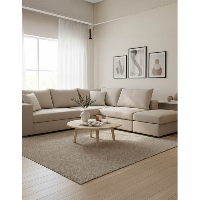 Πολυμορφικός-αναστρέψιμος καναπές "LONDON" από ύφασμα σε χρώμα γκρι-μπεζ 296x246x95