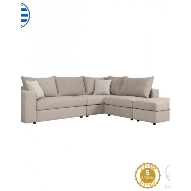 Πολυμορφικός-αναστρέψιμος καναπές "LONDON" από ύφασμα σε χρώμα γκρι-μπεζ 296x246x95