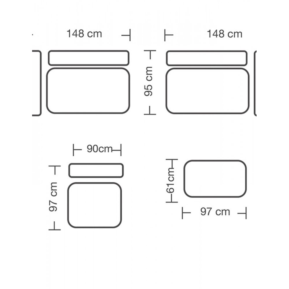 Πολυμορφικός-αναστρέψιμος καναπές "LONDON" από ύφασμα σε χρώμα γκρι 296x246x95