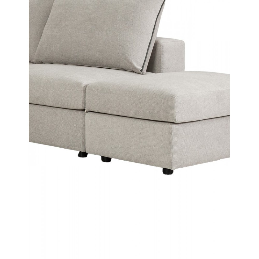 Πολυμορφικός-αναστρέψιμος καναπές "LONDON" από ύφασμα σε χρώμα ανοιχτό γκρι 296x246x95