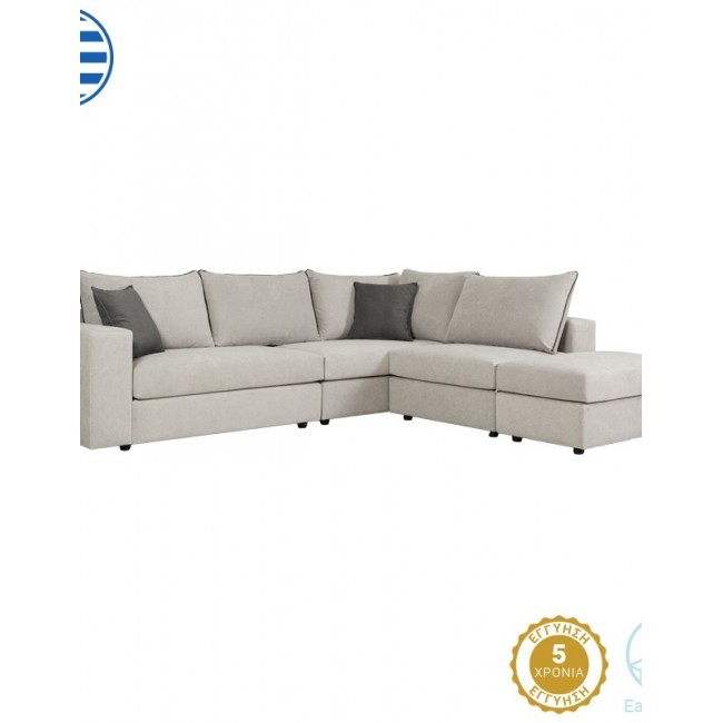Πολυμορφικός-αναστρέψιμος καναπές "LONDON" από ύφασμα σε χρώμα ανοιχτό γκρι 296x246x95
