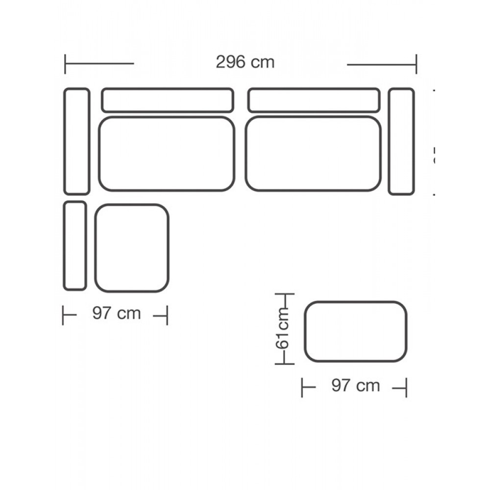 Πολυμορφικός-αναστρέψιμος καναπές "LONDON" από ύφασμα σε χρώμα ανοιχτό γκρι 296x246x95