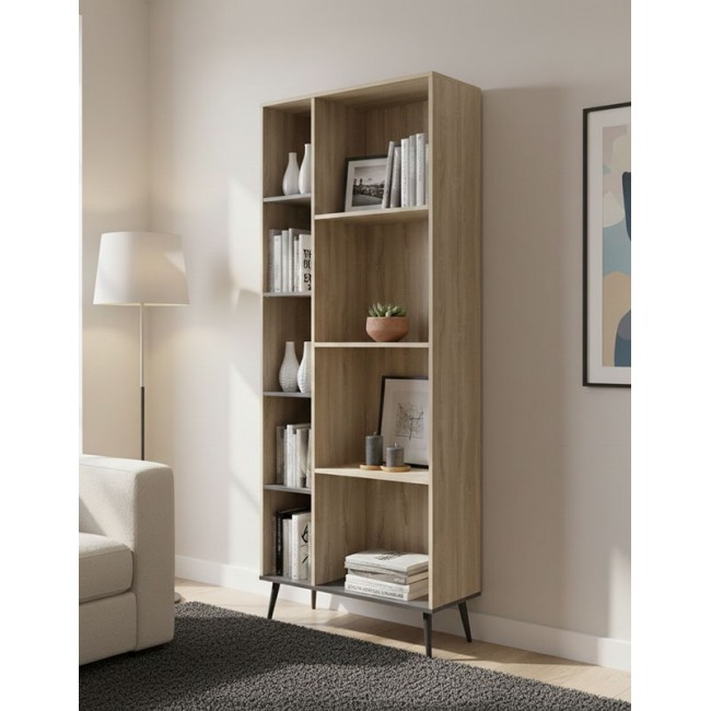 Βιβλιοθήκη "ZEZAN" σε χρώμα sonoma-ανθρακί 76.5x30x200.5