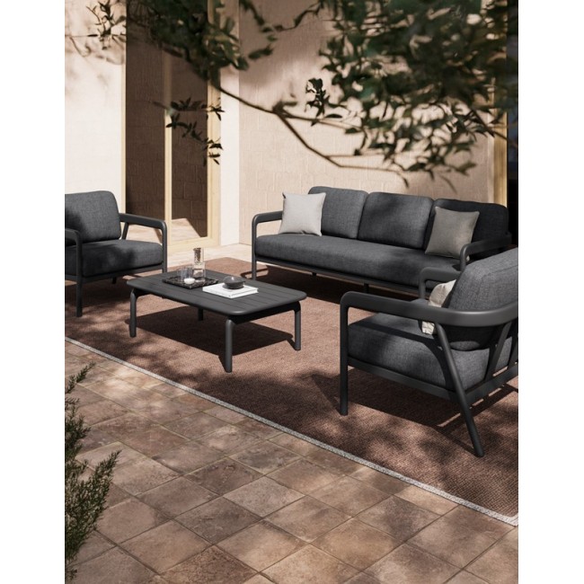 Σαλόνι εξωτερικού χώρου "MARLENA" 4τμχ από αλουμίνιο-ύφασμα σε χρώμα ανθρακί