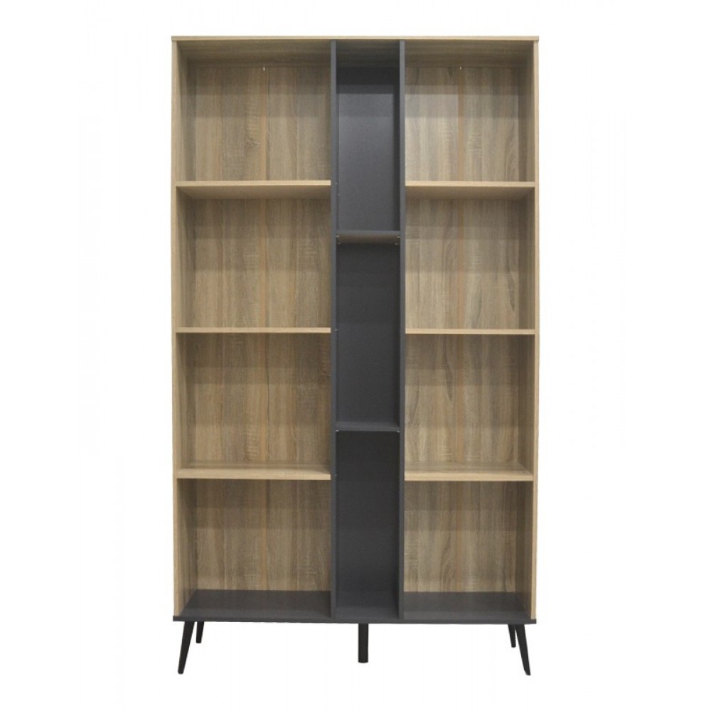 Βιβλιοθήκη "ZEZAN" σε χρώμα sonoma-ανθρακί 114x30x200.5