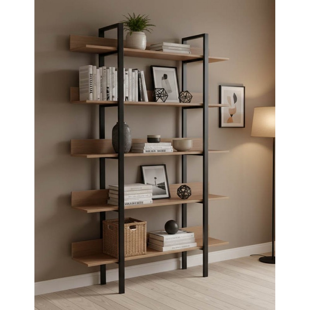 Βιβλιοθήκη "BODERTA" σε χρώμα sonoma-μαύρο 120x30x190