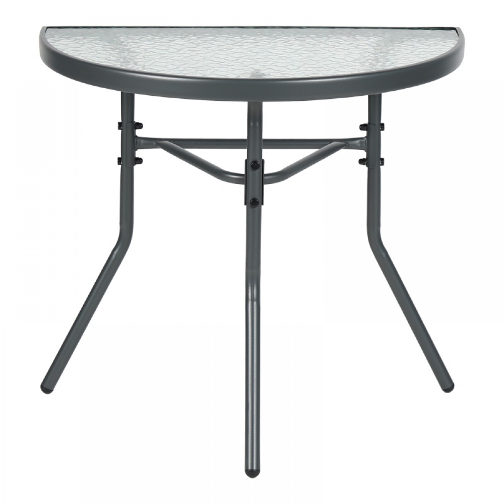 Τραπέζι ημικυκλικό "BION" από γυαλί-μέταλλο σε χρώμα ανθρακί 70x40x65