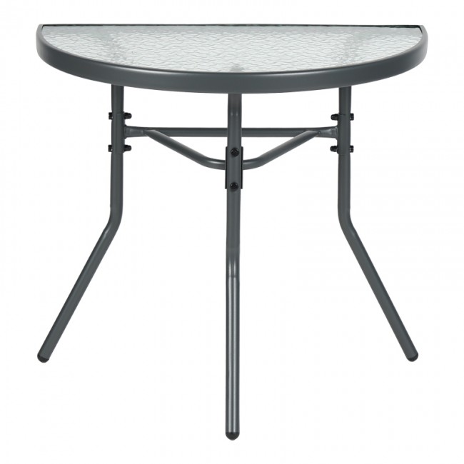 Τραπέζι ημικυκλικό "BION" από γυαλί-μέταλλο σε χρώμα ανθρακί 70x40x65