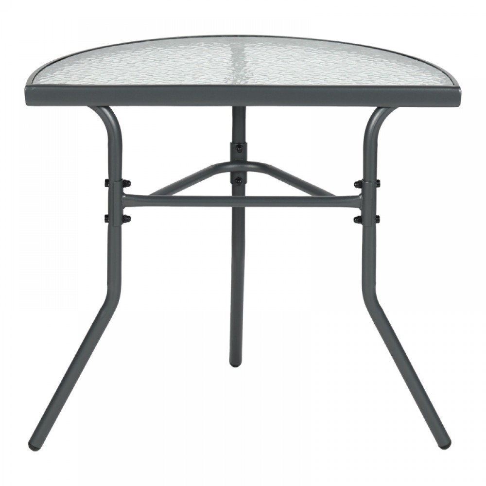 Τραπέζι ημικυκλικό "BION" από γυαλί-μέταλλο σε χρώμα ανθρακί 70x40x65