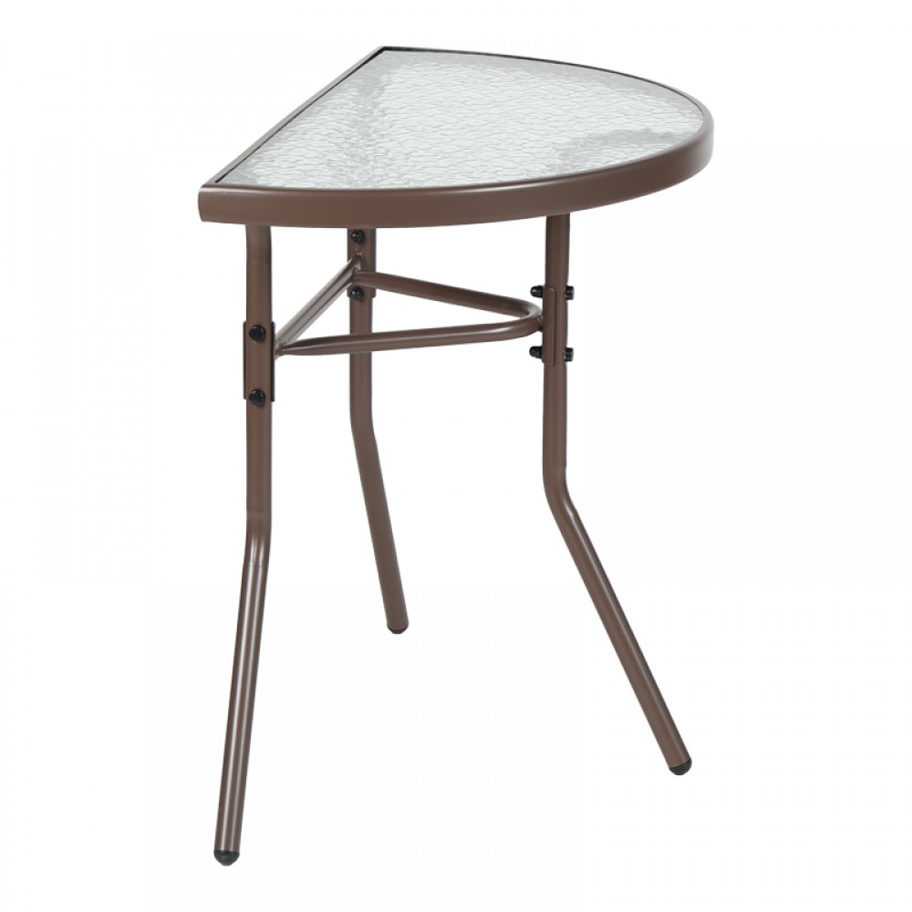 Τραπέζι ημικυκλικό "BION" από γυαλί-μέταλλο σε χρώμα καφέ 70x40x65