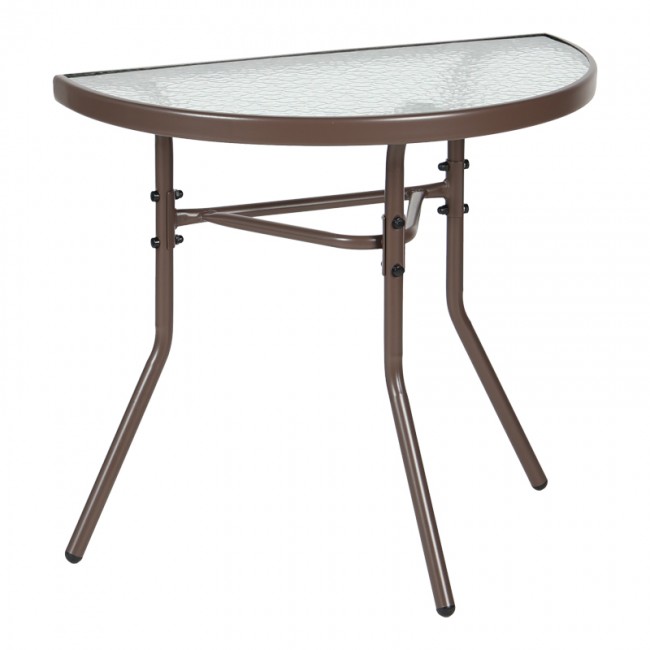 Τραπέζι ημικυκλικό "BION" από γυαλί-μέταλλο σε χρώμα καφέ 70x40x65