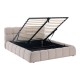 Κρεβάτι "JEBY" με αποθηκευτικό χώρο από ύφασμα σε χρώμα μπεζ 160x200