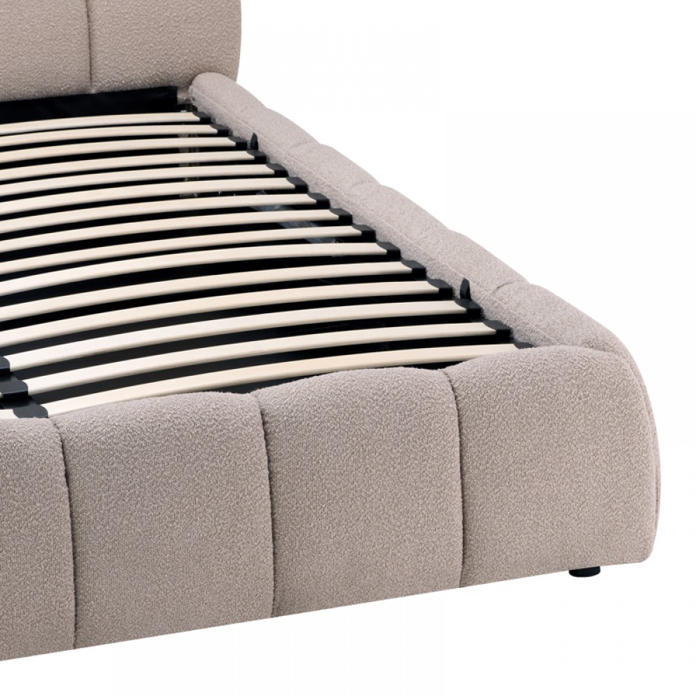 Κρεβάτι "JEBY" με αποθηκευτικό χώρο από ύφασμα σε χρώμα μπεζ 160x200