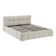 Κρεβάτι "JEBY" με αποθηκευτικό χώρο από ύφασμα σε χρώμα κρεμ 160x200