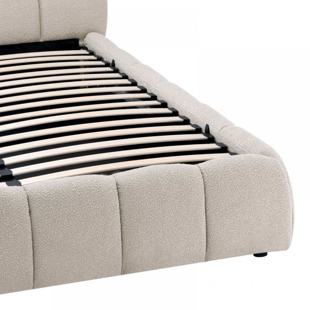 Κρεβάτι "JEBY" με αποθηκευτικό χώρο από ύφασμα σε χρώμα κρεμ 160x200
