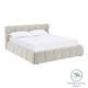 Κρεβάτι "JEBY" με αποθηκευτικό χώρο από ύφασμα σε χρώμα κρεμ 160x200