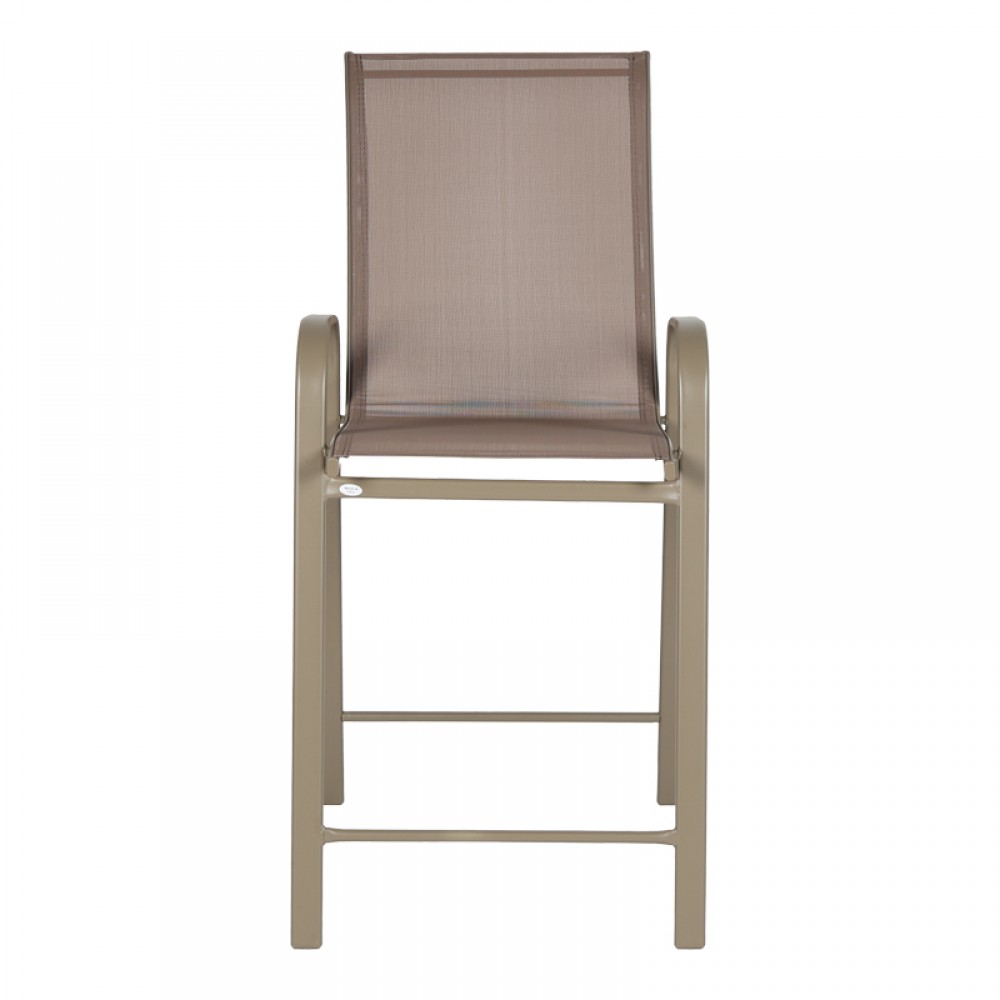 Σκαμπό μπαρ "CALAN" μεσαίου ύψους από μέταλλο σε χρώμα ανοιχτό καφέ 55x70x114