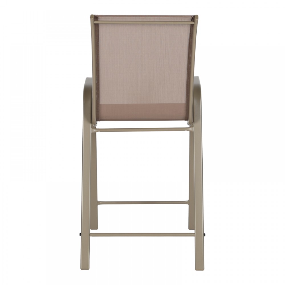 Σκαμπό μπαρ "CALAN" μεσαίου ύψους από μέταλλο σε χρώμα ανοιχτό καφέ 55x70x114