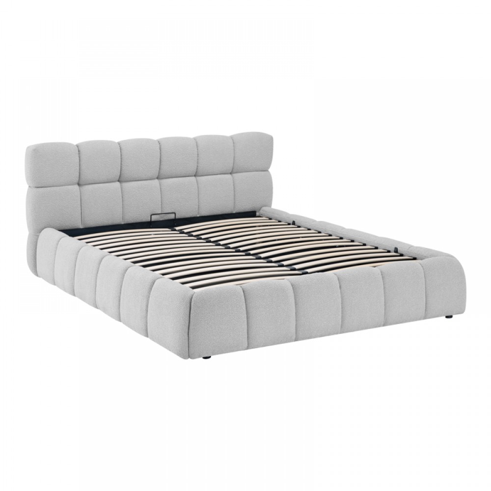 Κρεβάτι "JEBY" με αποθηκευτικό χώρο από ύφασμα σε χρώμα γκρι 160x200