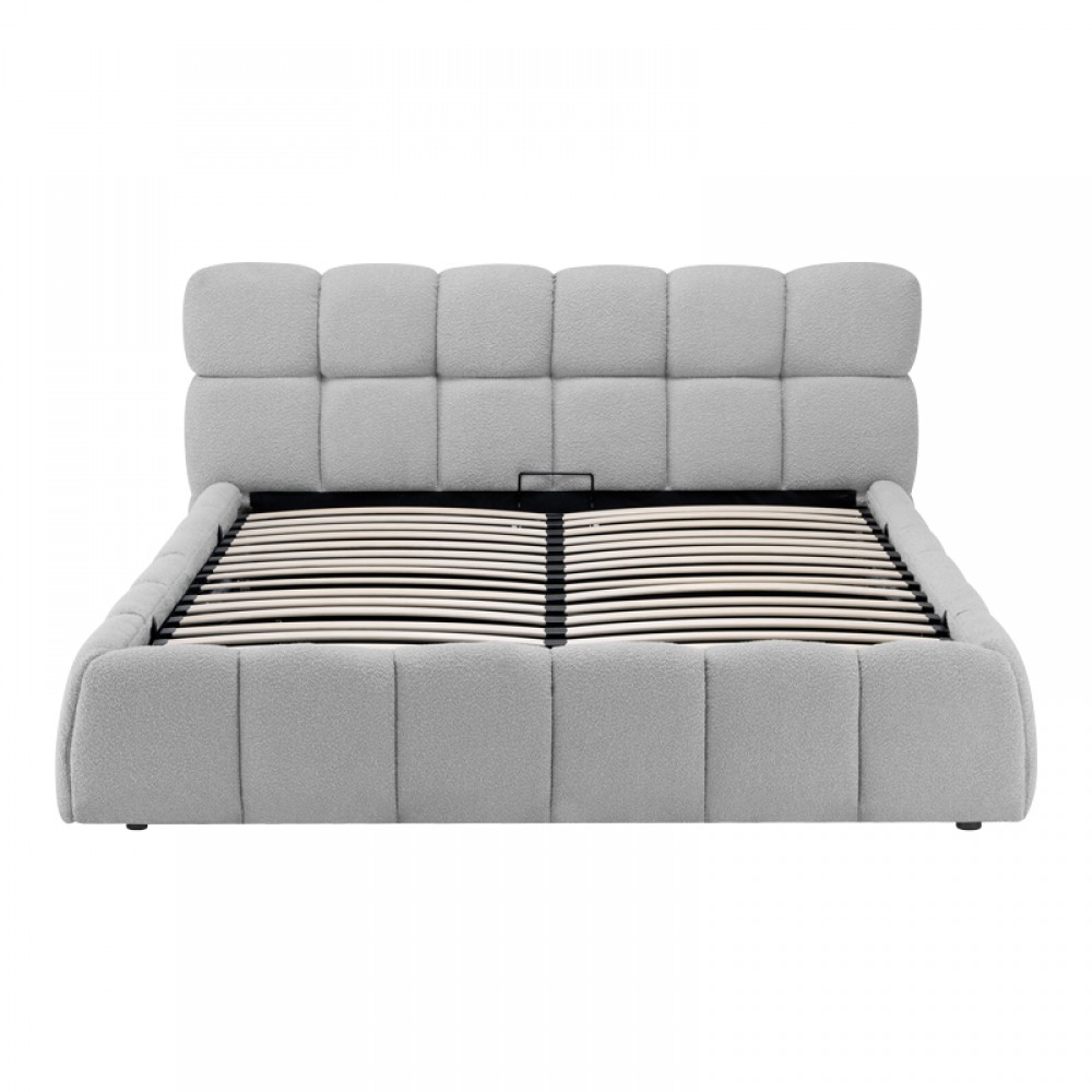 Κρεβάτι "JEBY" με αποθηκευτικό χώρο από ύφασμα σε χρώμα γκρι 160x200