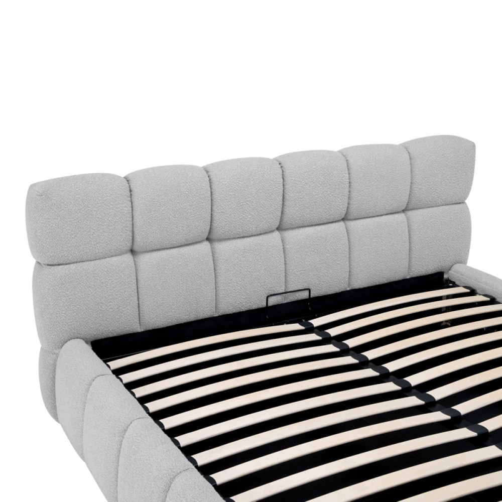 Κρεβάτι "JEBY" με αποθηκευτικό χώρο από ύφασμα σε χρώμα γκρι 160x200