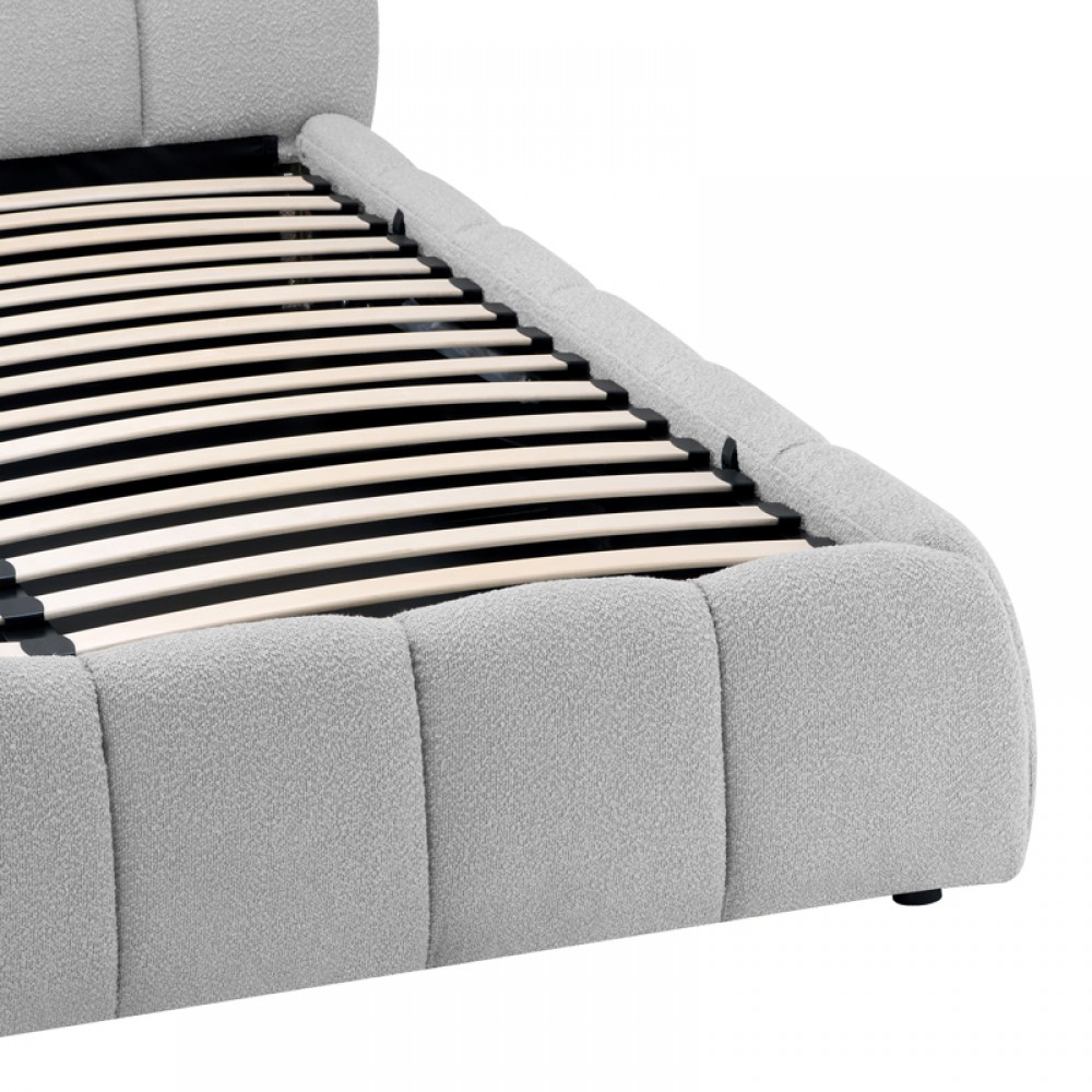 Κρεβάτι "JEBY" με αποθηκευτικό χώρο από ύφασμα σε χρώμα γκρι 160x200