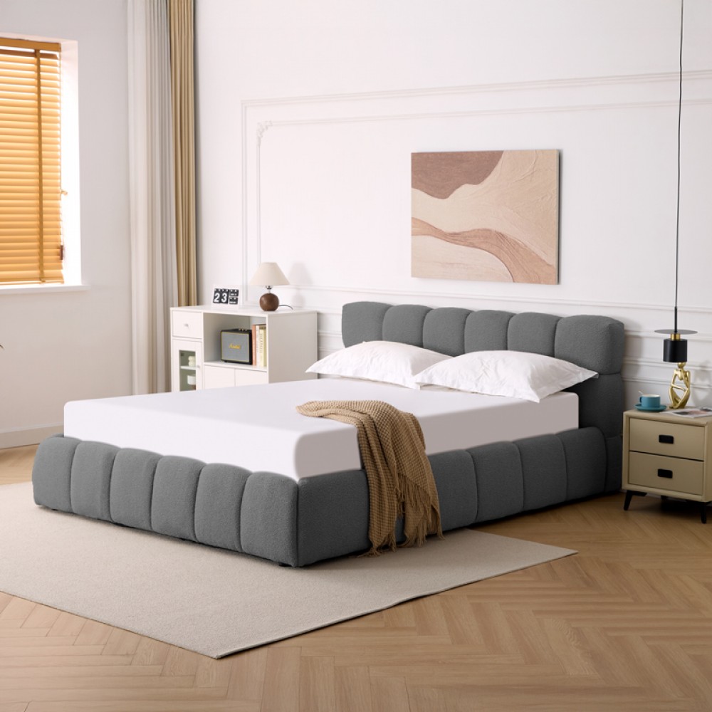 Κρεβάτι "JEBY" με αποθηκευτικό χώρο από ύφασμα σε χρώμα ανθρακί 160x200