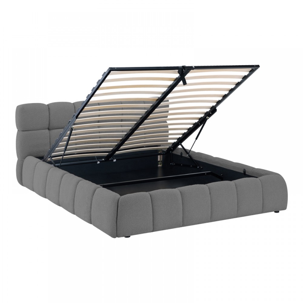 Κρεβάτι "JEBY" με αποθηκευτικό χώρο από ύφασμα σε χρώμα ανθρακί 160x200