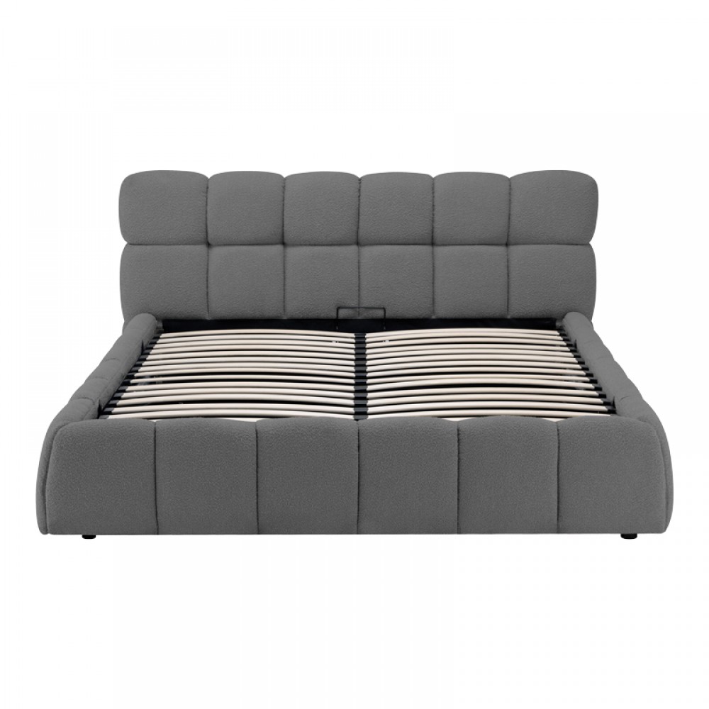 Κρεβάτι "JEBY" με αποθηκευτικό χώρο από ύφασμα σε χρώμα ανθρακί 160x200