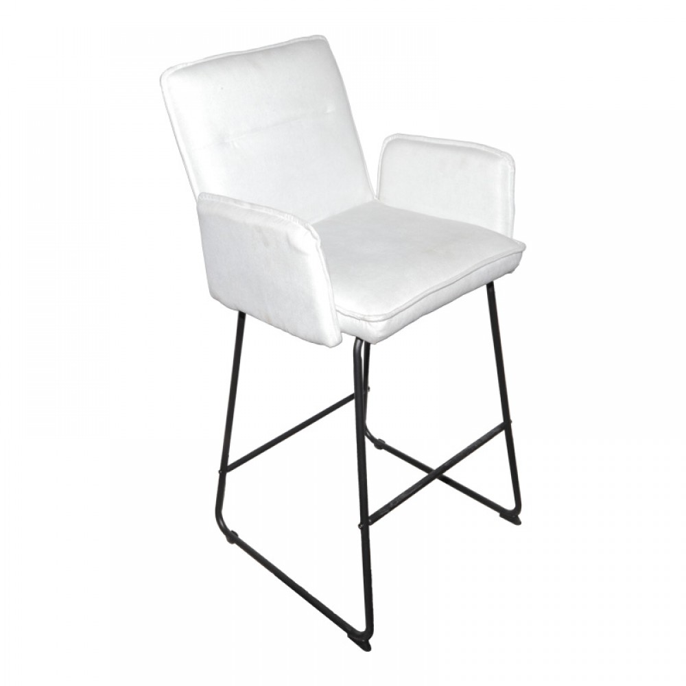 Σκαμπό μπαρ "ESSENTIAL" από ύφασμα σε χρώμα λευκό 57x64.5x107