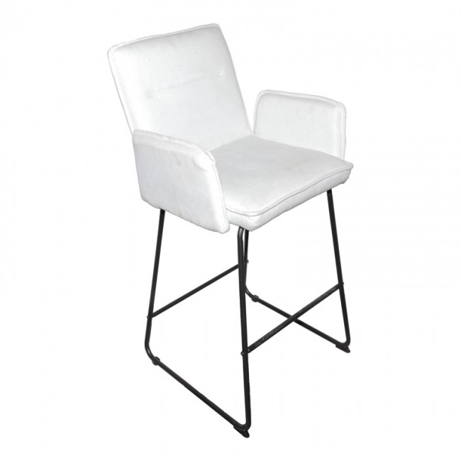 Σκαμπό μπαρ "ESSENTIAL" από ύφασμα σε χρώμα λευκό 57x64.5x107