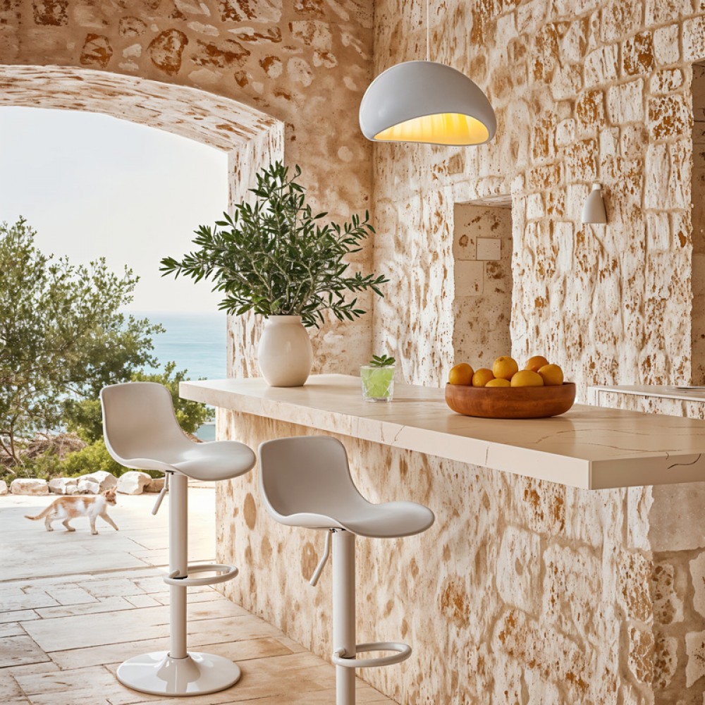 Σκαμπό μπαρ "WALDEN" από PP σε χρώμα λευκό 40x43x80/100