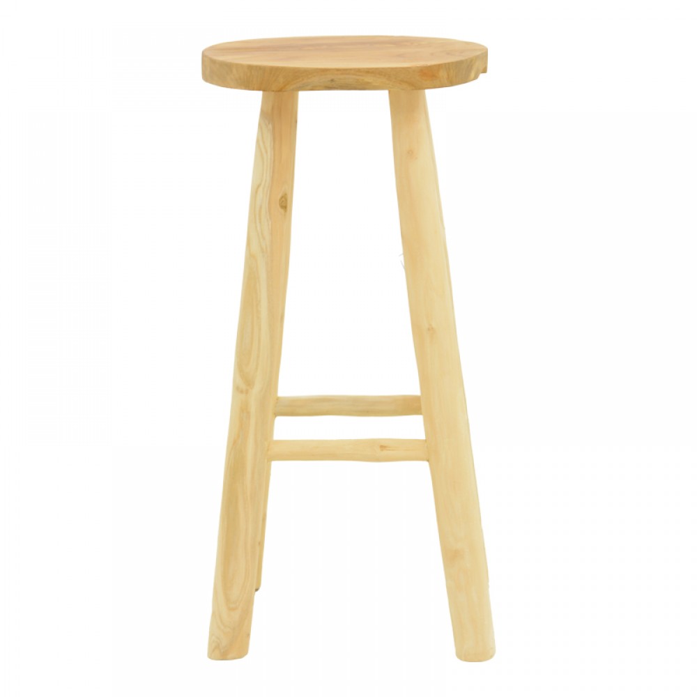 Σκαμπό μπαρ "NUSIWO" από teak ξύλο σε χρώμα φυσικό Φ35x70