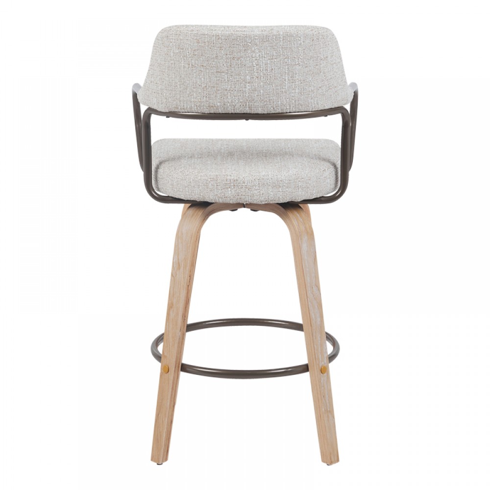 Σκαμπό μπαρ "TERTIA" από μέταλλο-ξύλο σε χρώμα μπεζ-καφέ 54x52x98