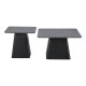 Σετ τραπέζια σαλονιού "SQUARE" 2τμχ από μέταλλο-sintered stone σε χρώμα γκρι