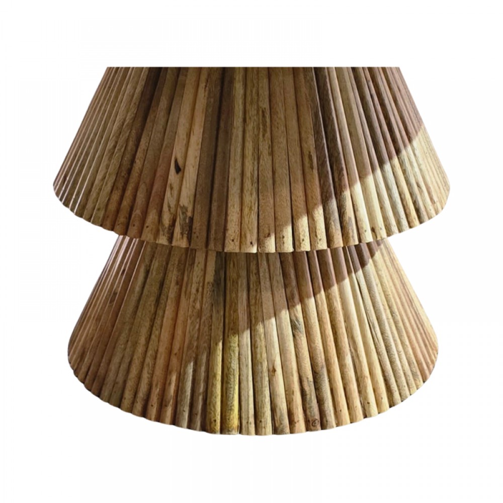 Τραπέζι σαλονιού "HAVAI" από μασίφ ξύλο σε χρώμα φυσικό/λευκό Φ80x45