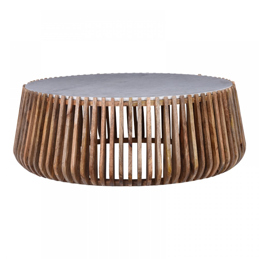 Τραπέζι σαλονιού "MABLE" από ξύλο σε χρώμα φυσικό Φ120x45