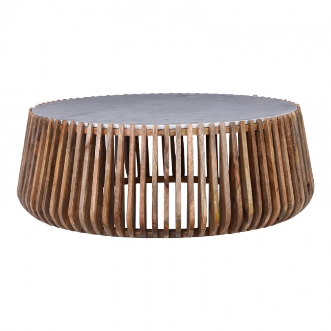 Τραπέζι σαλονιού "MABLE" από ξύλο σε χρώμα φυσικό Φ120x45