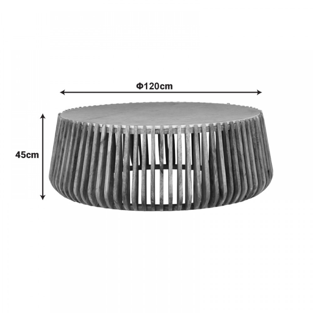 Τραπέζι σαλονιού "MABLE" από ξύλο σε χρώμα φυσικό Φ120x45