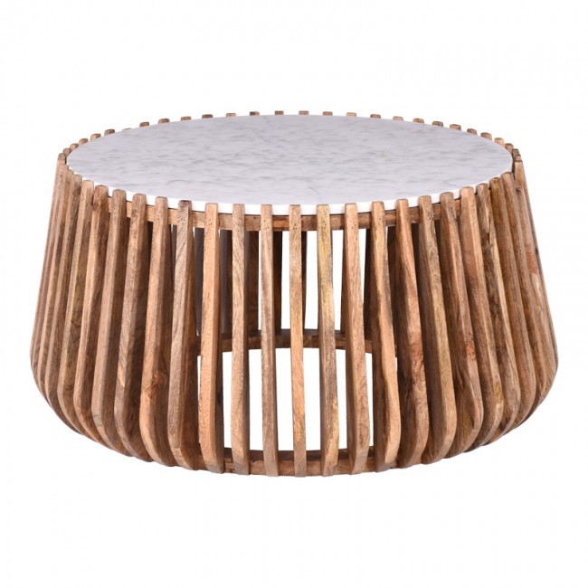 Τραπέζι σαλονιού "MABLE" από ξύλο σε χρώμα φυσικό Φ80x45